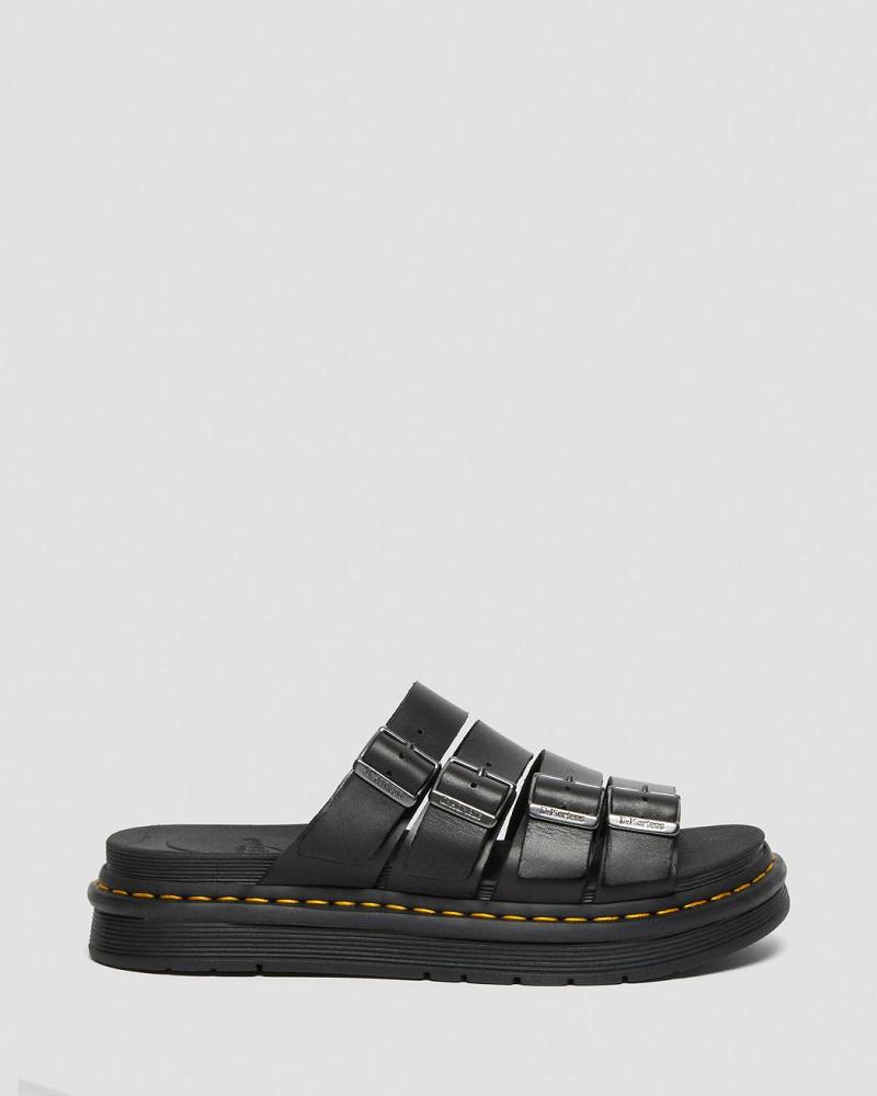 Dr Martens Tate Læder Slidesandaler Dame Sort | DK 322EBC